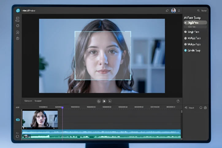 Close up of a smartphone screen showing a portrait photo upload interface with a translucent shield icon overlaid in the centre, a thin progress bar reads ninety percent, the surrounding desk is dark wood with a small succulent in shallow focus, focused warm task lighting from a single lamp on the right, intimate quiet atmosphere of a privacy decision moment.
